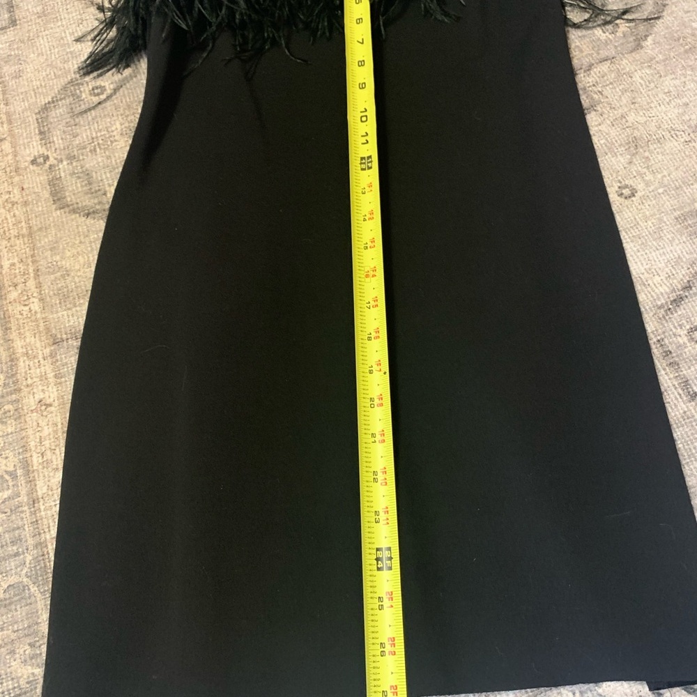 Chic Black Feather Trim Mini Dress Urban Outfitters Clarissa Size 12 - Picture 6 of 10